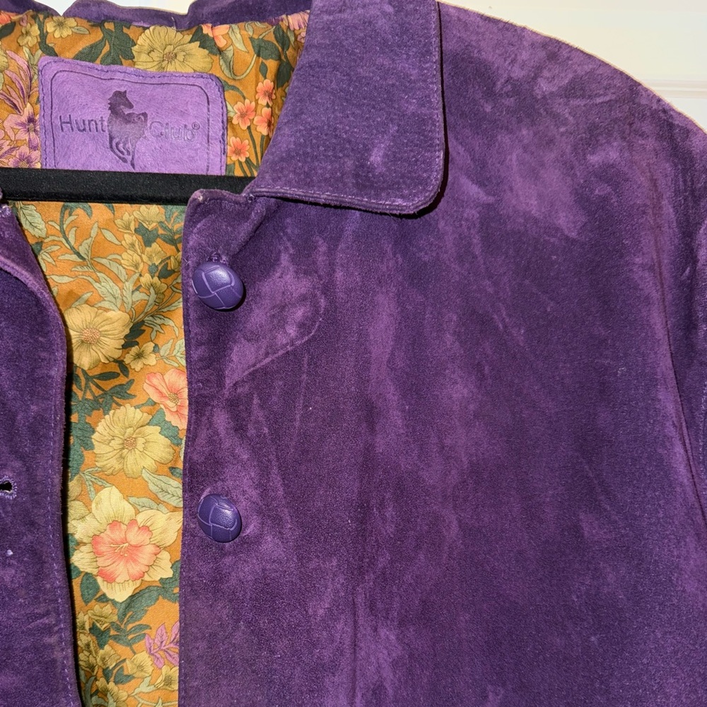 Hunt Club Purple GENUINE LEATHER Seude Bomber Jacket